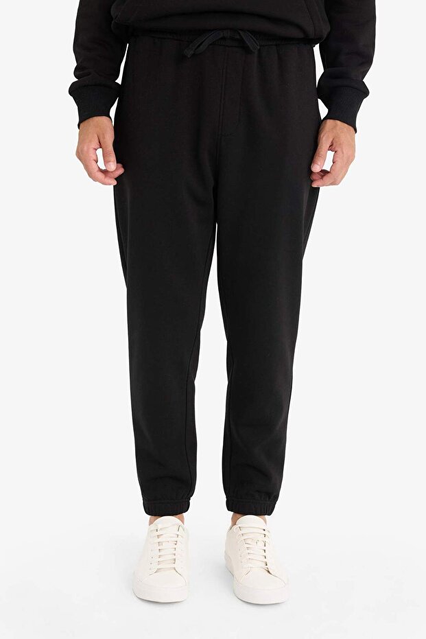 Regular Fit Beli Bağcıklı Cepli Paçası Lastikli Şardonlu Basic Düz Jogger Eşofman Altı E6326AX25AU - 5
