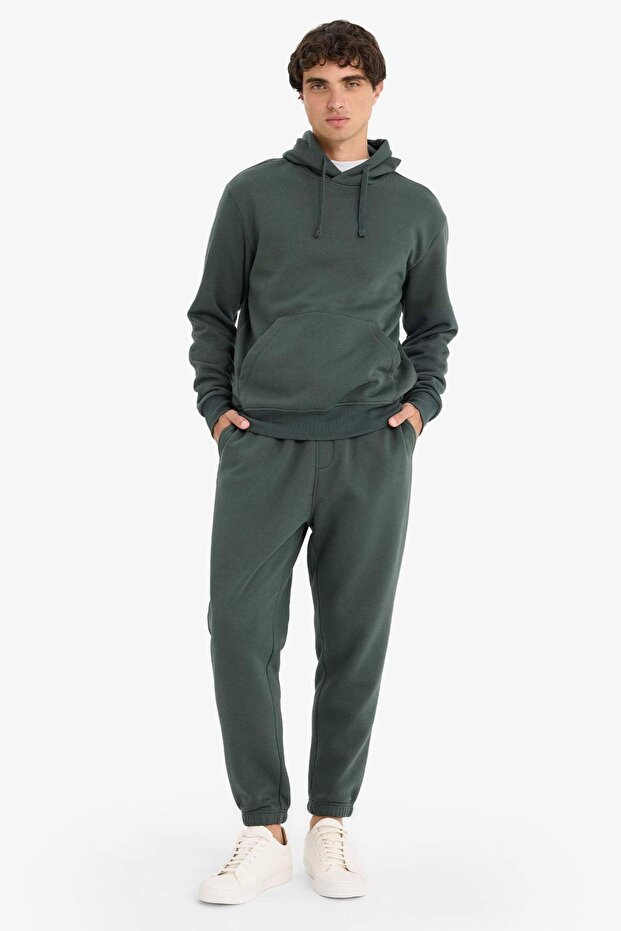 Regular Fit Beli Bağcıklı Cepli Paçası Lastikli Şardonlu Basic Düz Jogger Eşofman Altı E6326AX25AU - 2