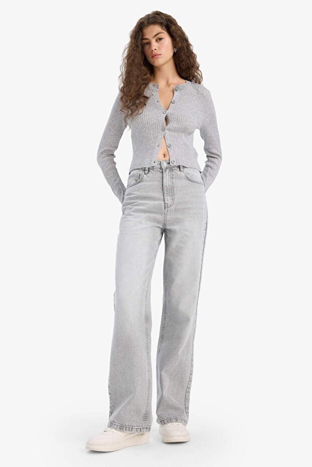 Regular Fit Bisiklet Yaka Triko Hırka A2076AX25WN - 5