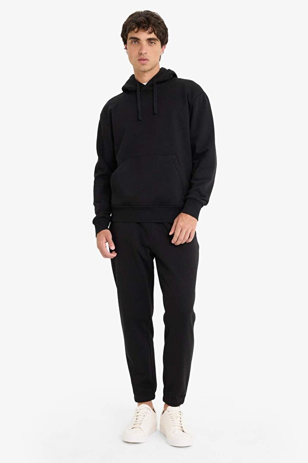 Regular Fit Beli Bağcıklı Cepli Paçası Lastikli Şardonlu Basic Düz Jogger Eşofman Altı E6326AX25AU - 3