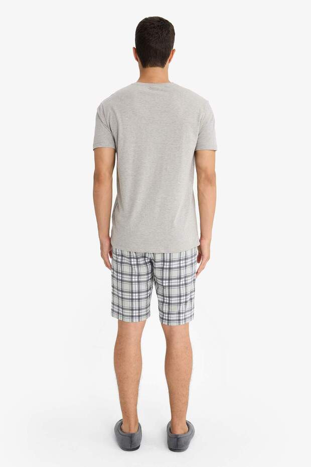 Pijama Takımı Regular Fit Kısa Kollu Üst Kareli Şort E7185AX25HS - 7