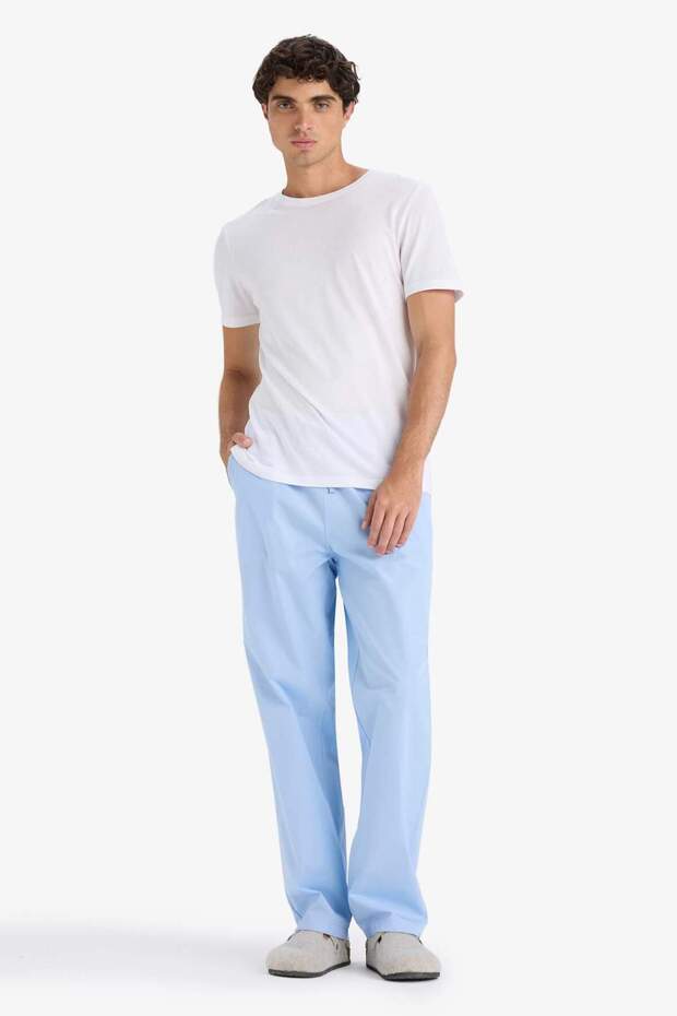 Long Length Poplin Pajama Bottoms with 2 Pockets F8366Ax25Hs - 5