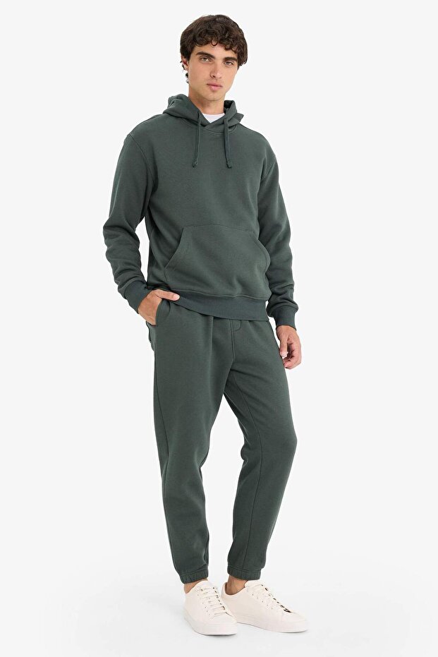 Regular Fit Beli Bağcıklı Cepli Paçası Lastikli Şardonlu Basic Düz Jogger Eşofman Altı E6326AX25AU - 1