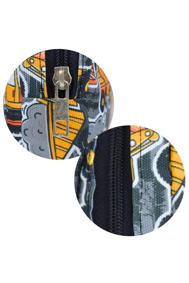 حقيبة أقلام رصاص رمادية منقوشة ذات تصميم عملي - 3