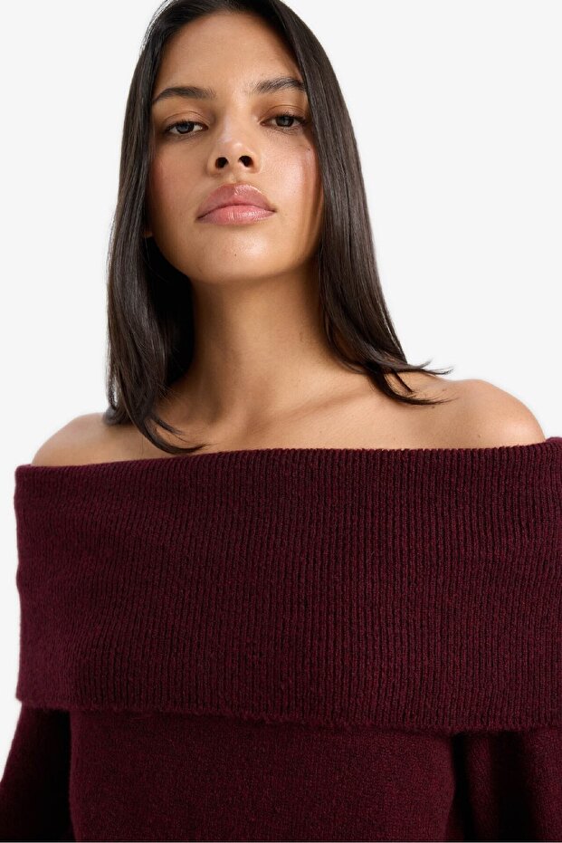 Regular Fit Açık Omuz Triko Kazak F3029AX25WN - 6