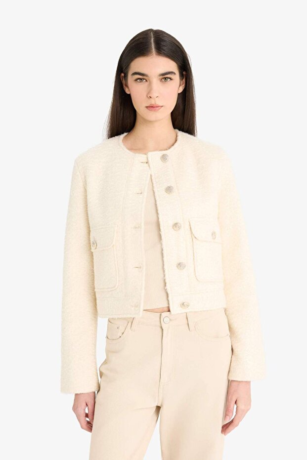 معطف كاشي بأزرار وقصة عادية E8635AX25AU - 3