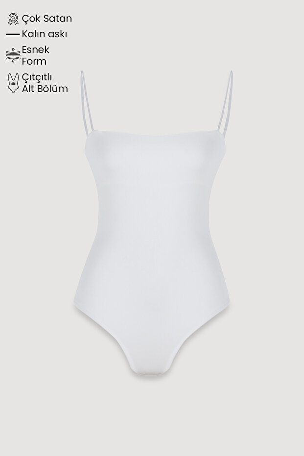 Askılı Bodysuit Ekru - 1
