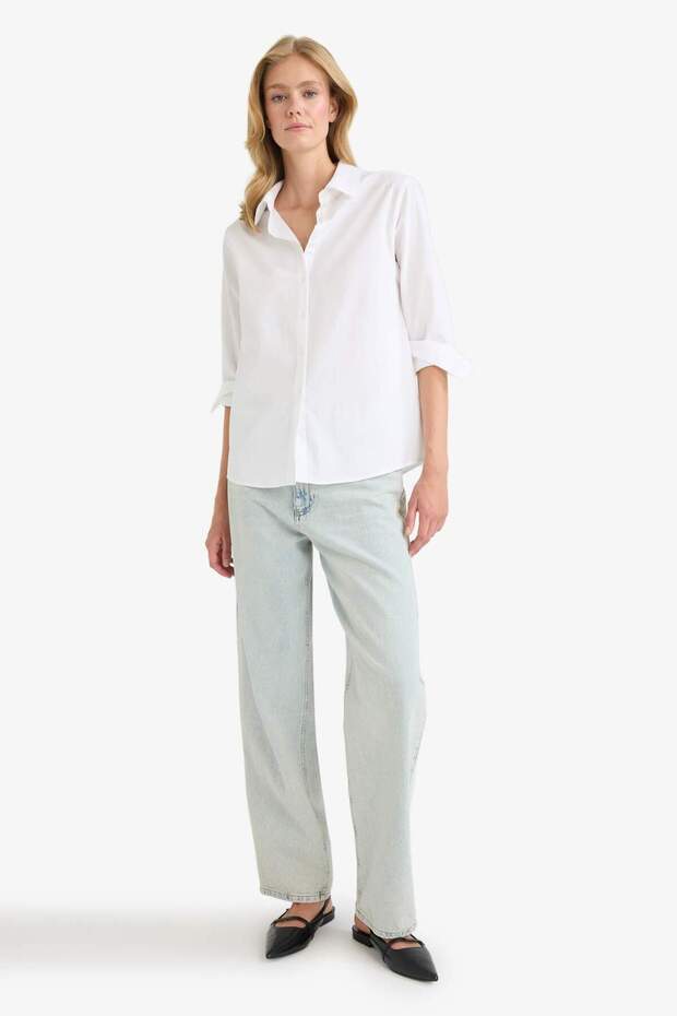 Regular Fit Poplin Uzun Kollu Gömlek F9072AX25AU - 2