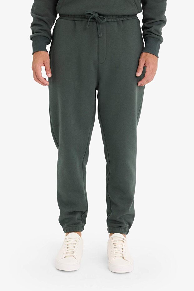 Regular Fit Beli Bağcıklı Cepli Paçası Lastikli Şardonlu Basic Düz Jogger Eşofman Altı E6326AX25AU - 4