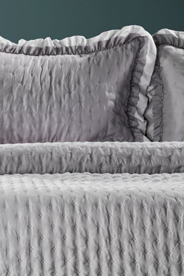 Lima Gri Çift Kişilik Yatak Örtüsü Seti - 5