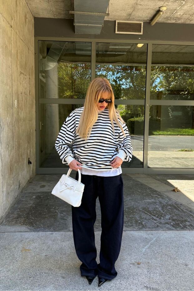 Basic Bisiklet Yaka Içi Polarlı Oversize Sweatshirt - 3