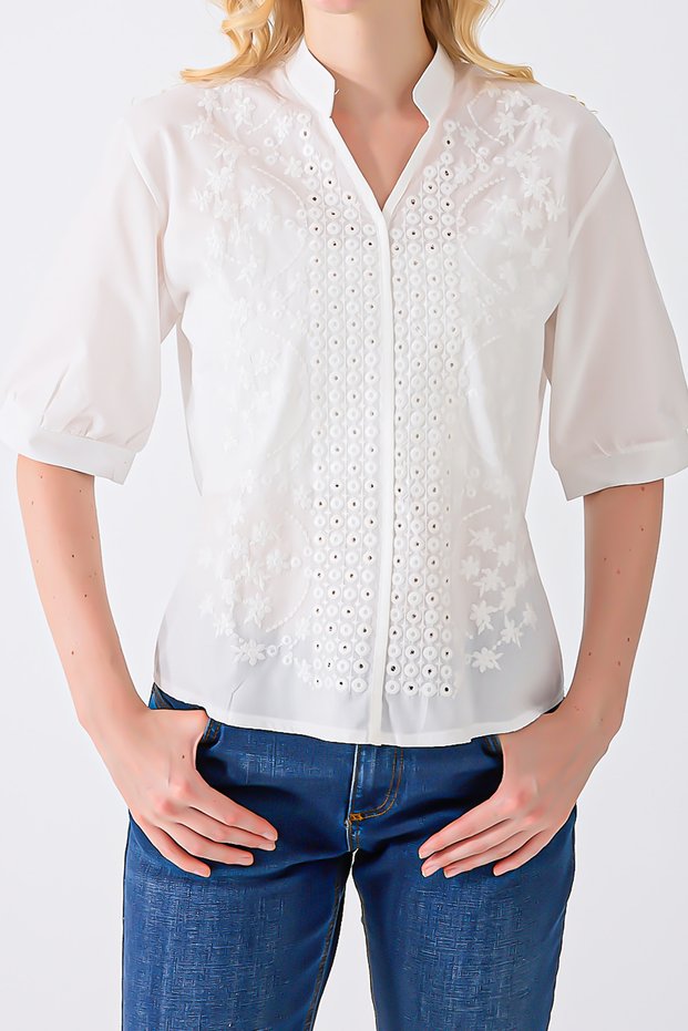 Women's Half Sleeve Embroidered Shirt