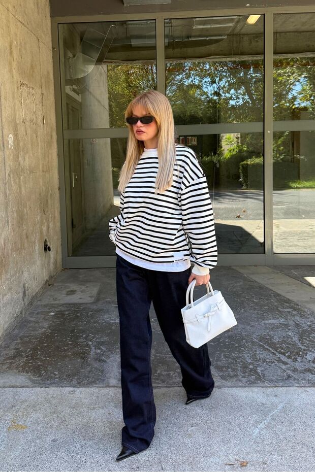 Basic Bisiklet Yaka Içi Polarlı Oversize Sweatshirt - 7