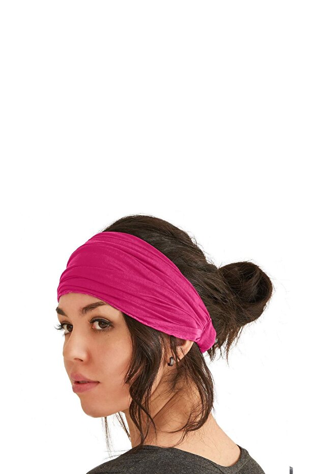 Parachute Bandana Plain Solid Color Cotton Fabric Elastic Pink
