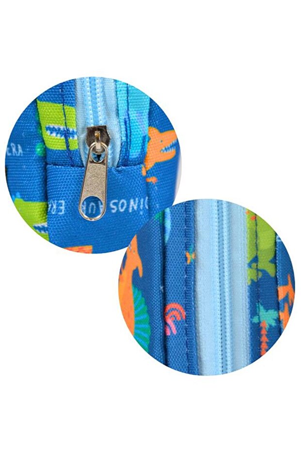 حقيبة أقلام ذات عين واحدة باللون الأزرق الداكن بنمط الديناصورات - 3