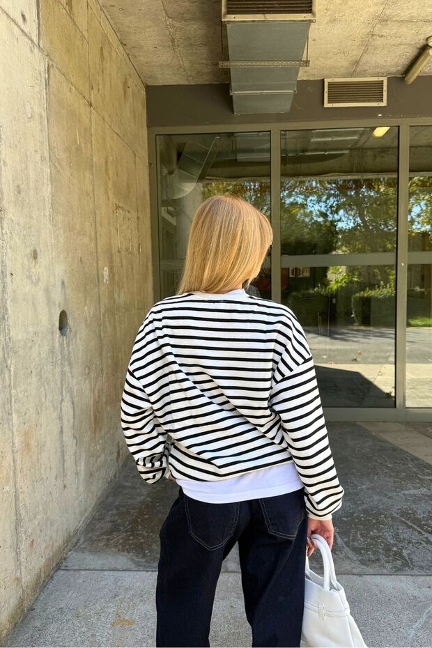 Basic Bisiklet Yaka Içi Polarlı Oversize Sweatshirt - 8