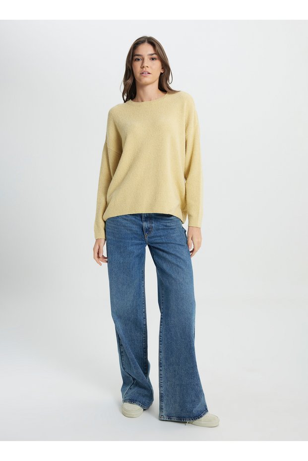 Relaxed Yellow Sweater Women's W242710200 Yellow Knitwear-Cardigan