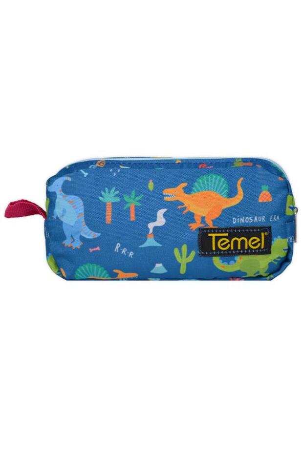 حقيبة أقلام ذات عين واحدة باللون الأزرق الداكن بنمط الديناصورات - 1