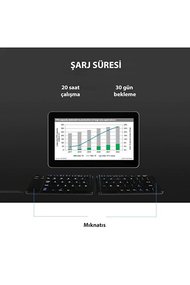 Bluetooth Katlanabilir Klavye Telefon Tablet Pc Uyumlu - 7