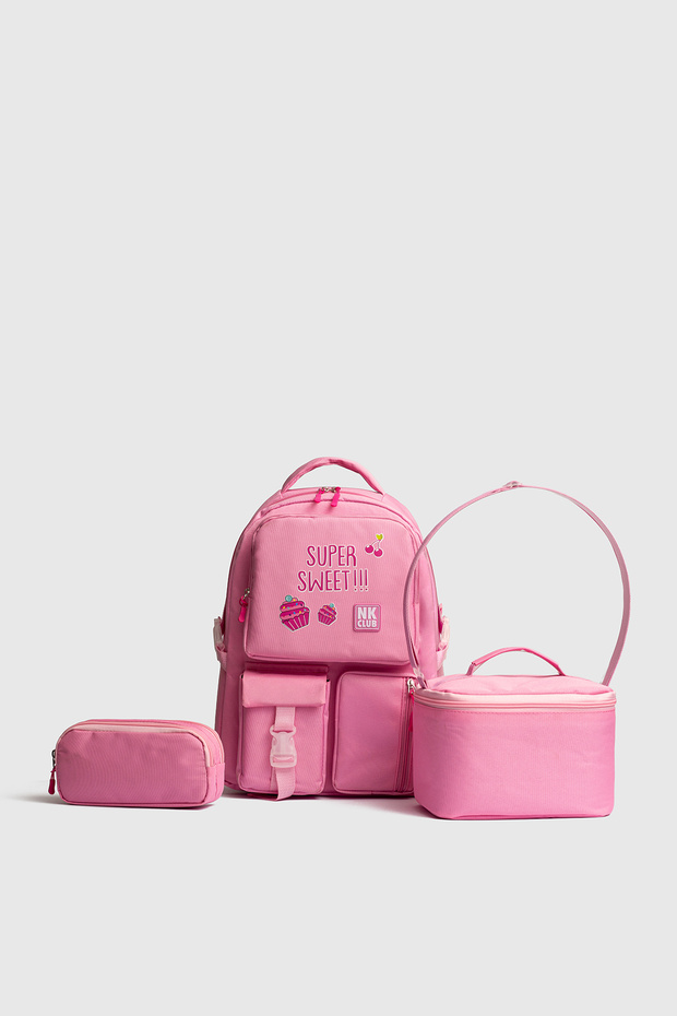 HKN 9013 PRIMARY SCHOOL BACKPACK WITH PENCIL HOLDER SCHOOL BAG MULTI-COMPARTMENT ORTHOPEDIC BACKPINK