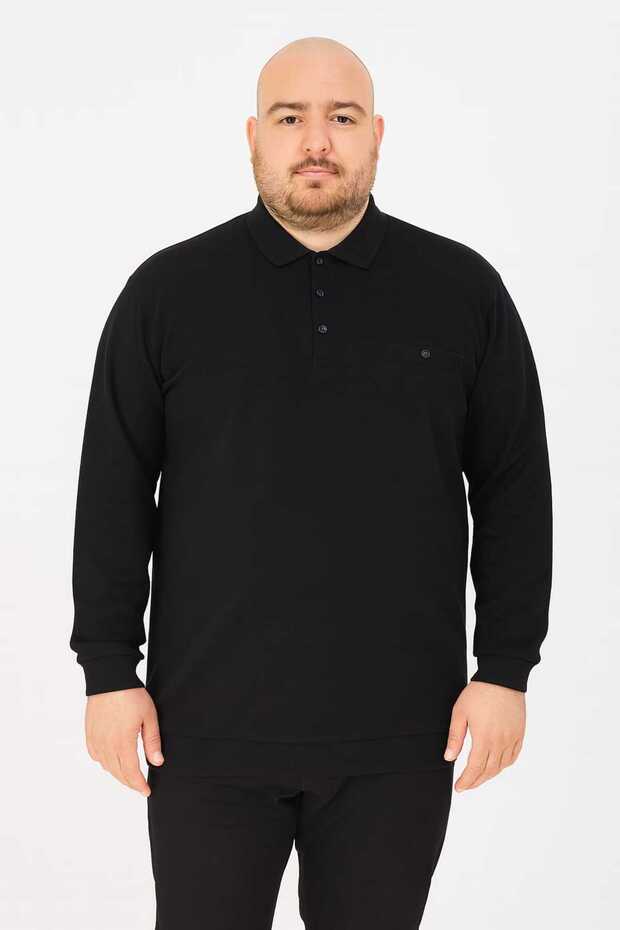 Large Size Collared Pocketed Selanik Baba Sweater [High Quality Cotton Thick Product] 3Xl.4Xl