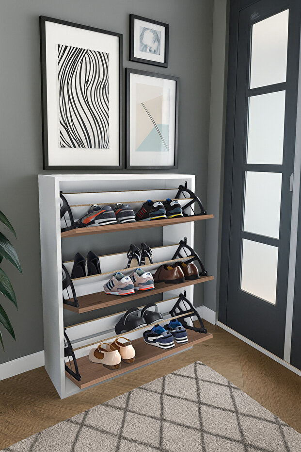 Tidyshoe Düşer Kapak Ayakkabılık Kayar Raflı Ayakkabılık 3 Bölmeli Ayakkabılık - 3