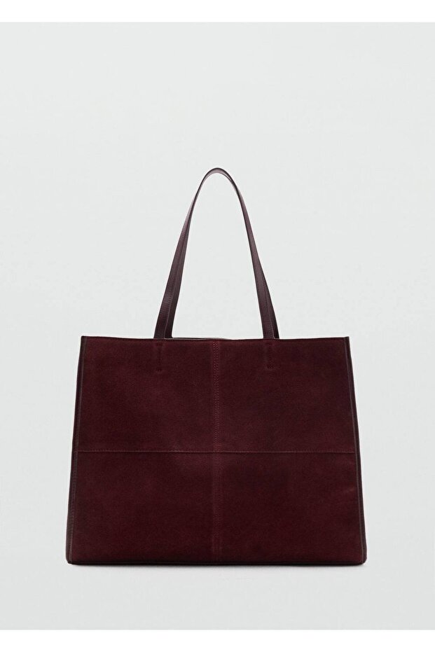 Süet deri shopper çanta - 3