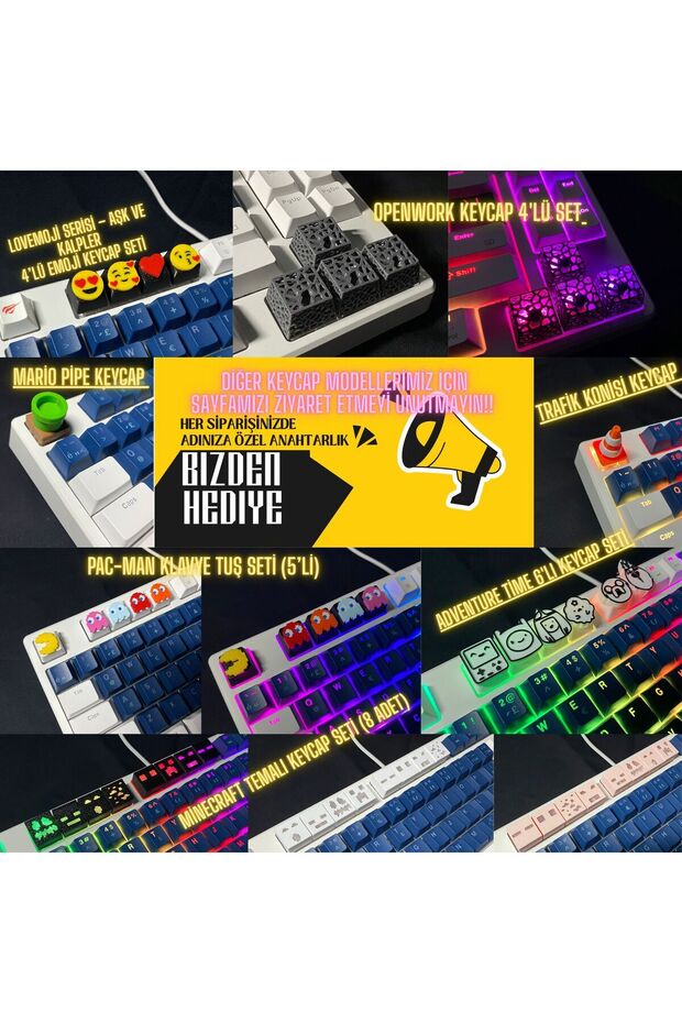 (2 ADET) Ducky Keycap – Sevimli Sarı Ördek Klavye Tuşu Dekoratif Tuş – Mekanik Klavye Uyumlu - 5
