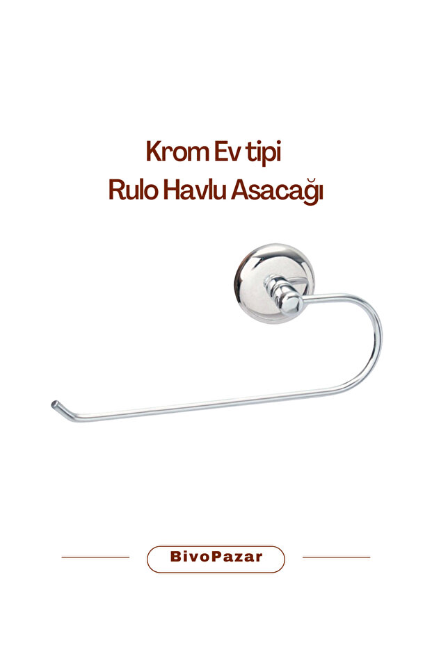 Krom Ev Tipi Rulo Havlu Kağıt Asacağı - 2