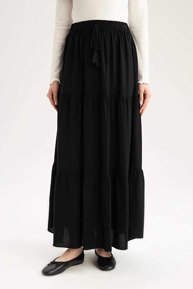 Beli Bağcıklı Viskon Maxi Etek D7328AX25SP - 4