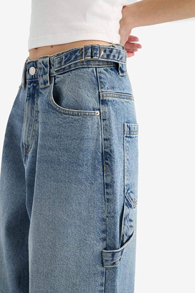 Carpenter Fit Yüksek Bel Uzun Paça Uzun Jean Kar Yıkamalı Pantolon E7783AX25AU - 8