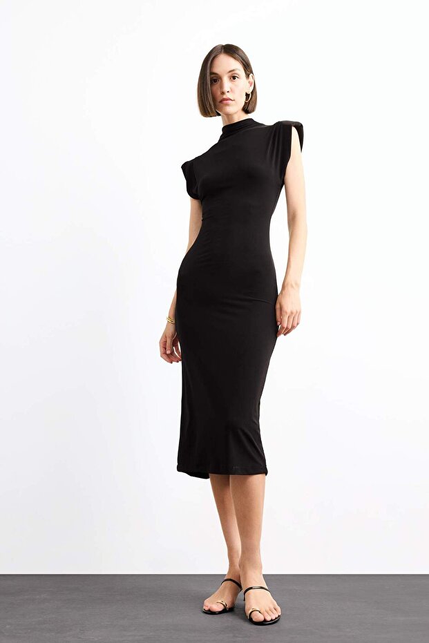 Fitted Dik Yaka Kolsuz Midi Elbise G0395AX25SM - 2