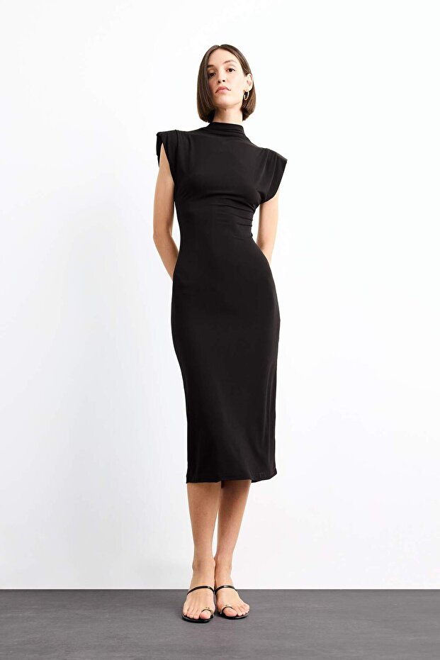 Fitted Dik Yaka Kolsuz Midi Elbise G0395AX25SM - 4