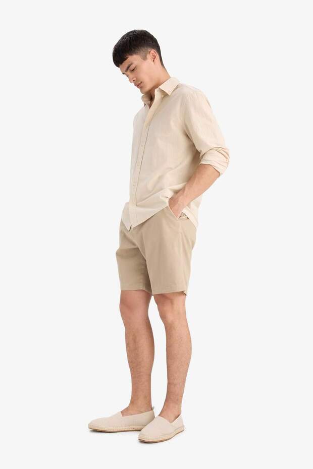 Regular Fit Dokulu Bermuda Şort E2234AX25SM - 3