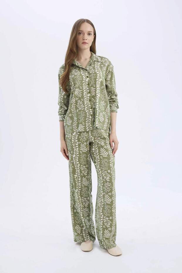 Regular Fit Desenli Esnek Belli Düz Paça Pantolon D8844AX25SP - 3