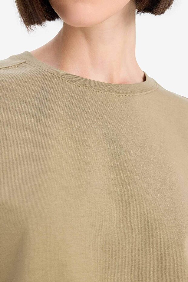 Regular Fit Bisiklet Yaka Basic Düz Premium Kısa Kollu Tişört A9428AX25AU - 5