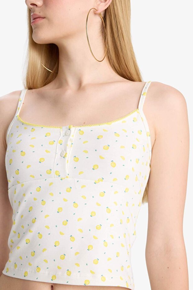 Coool Fitted Fruit Pattern Button Collar Undershirt F6367Ax25Sm - 5