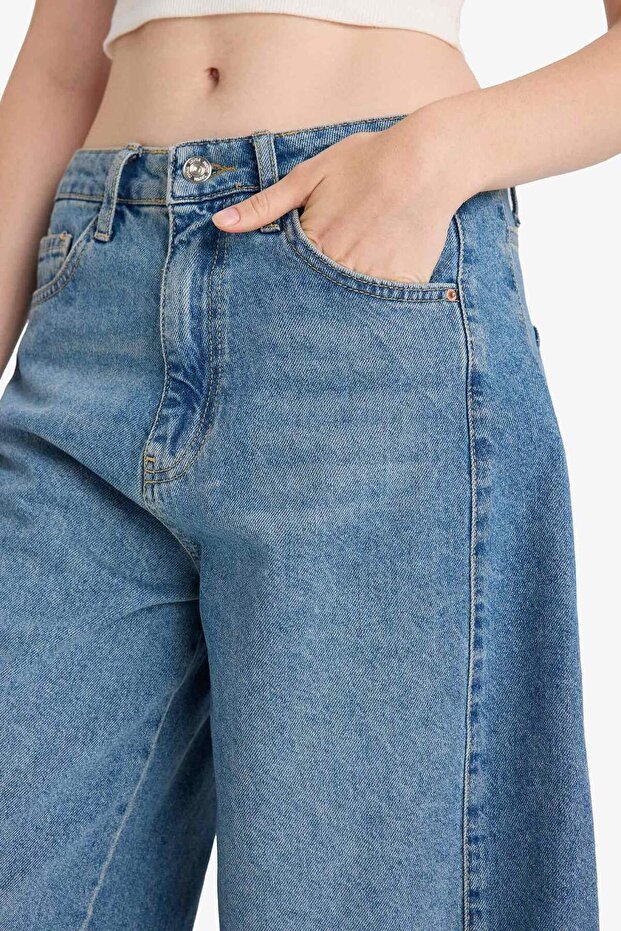 Yüksek Bel Jean Bermuda Şort F9098AX25HS - 5