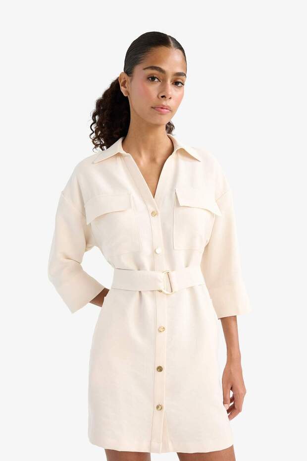 Regular Fit Uzun Kollu Mini Elbise F7347AX25AU - 4