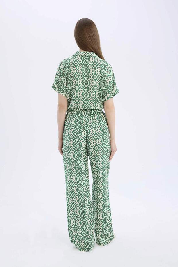 Regular Fit Desenli Beli Lastikli Düz Paça Pantolon D8844AX25SP - 6