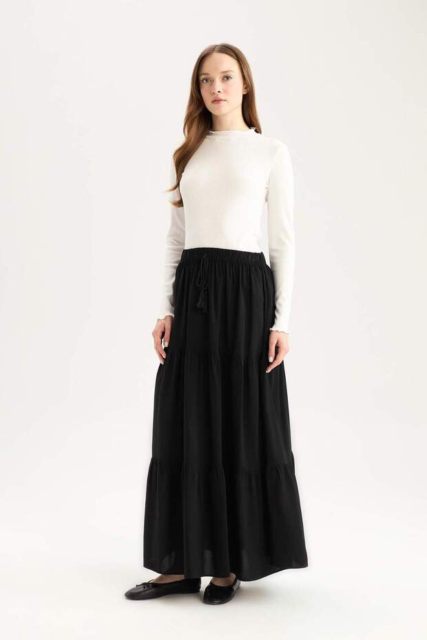 Beli Bağcıklı Viskon Maxi Etek D7328AX25SP - 2