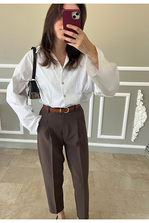 Kemerli pantolon - 1