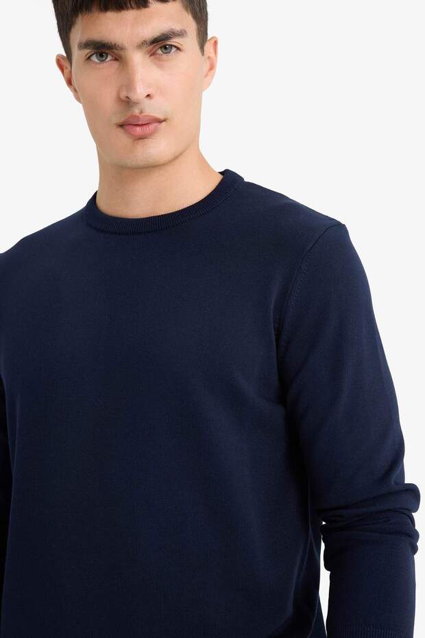 Regular Fit Bisiklet Yaka Basic Düz Premium Triko Kazak A5268AX25AU - 4