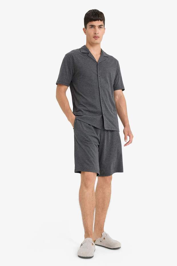 Pijama Takımı Kısa Kollu Üst Beli Bağcıklı Şort F7381AX25HS - 1