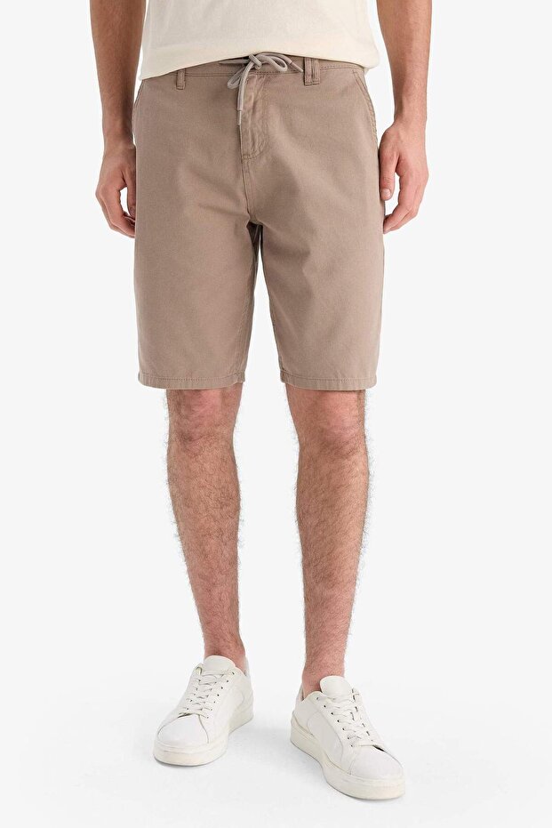 %100 Pamuk Regular Fit Düz Paça Gabardin Bermuda Şort C5397AX24SM - 3