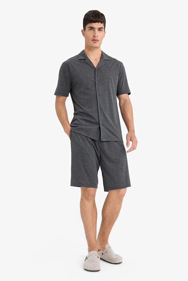 Pijama Takımı Kısa Kollu Üst Beli Bağcıklı Şort F7381AX25HS - 3