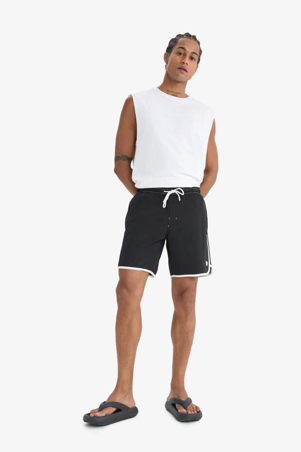 DeFactoFit Regular Fit Esnek Dokulu Kısa Boy Deniz Şortu D9631AX25HS - 3