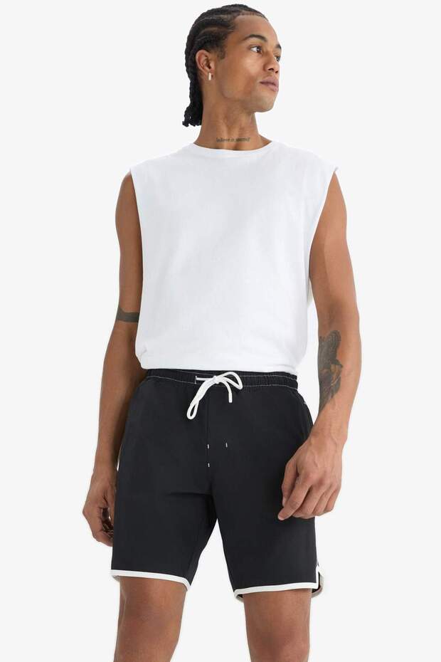 DeFactoFit Regular Fit Esnek Dokulu Kısa Boy Deniz Şortu D9631AX25HS - 4