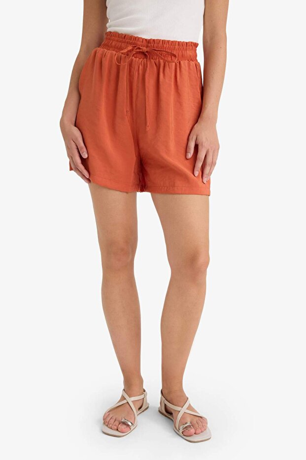 Yüksek Esnek Bel Düz Paça Şort F0487AX25SM - 6