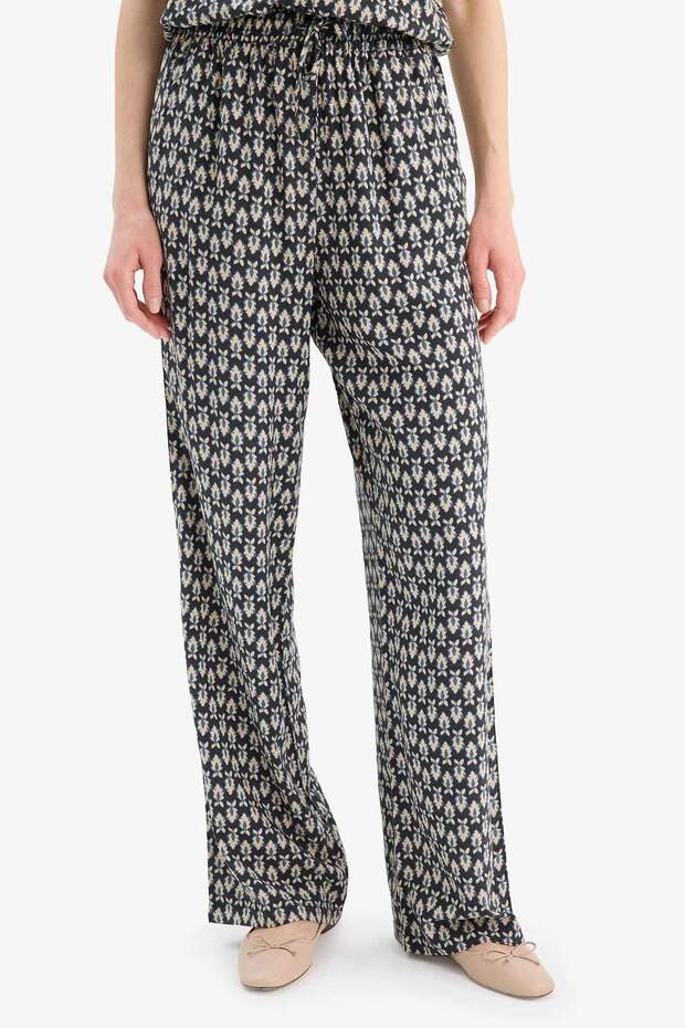 Regular Fit Desenli Esnek Belli Düz Paça Pantolon D8844AX25SP - 4
